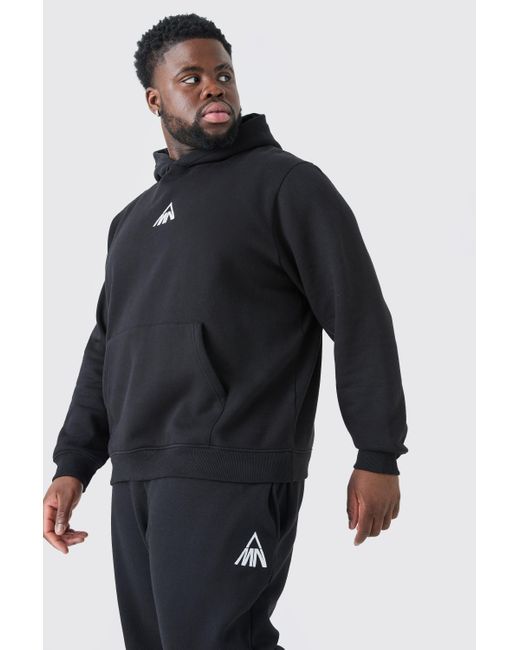 BoohooMAN Black Plus Cargo Hooded Tracksuit for men