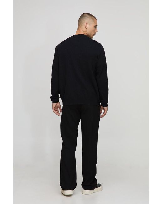 Boohoo Black Regular Fit Smart Knitted Bomber Jacket