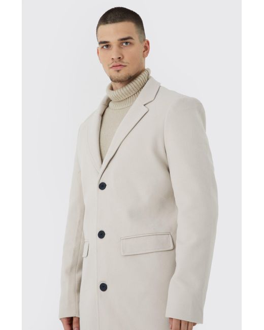 BoohooMAN Blue Tall Single Breasted Wool Mix Overcoat for men
