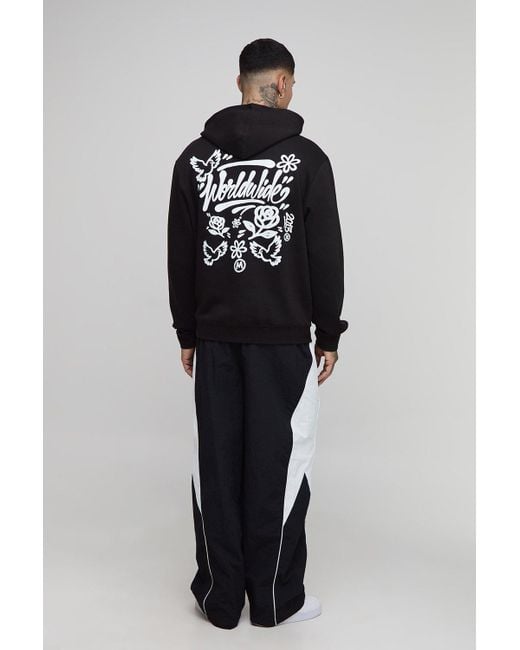 Boohoo Black Tall Regular Fit Script Graffiti Dove Print Hoodie