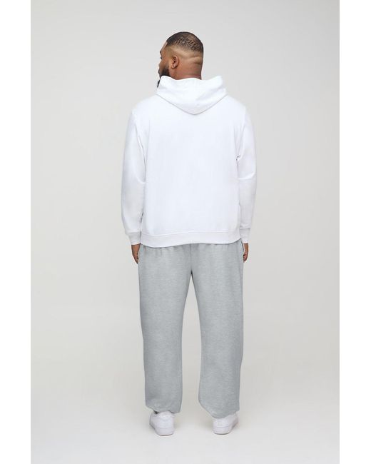BoohooMAN White Plus Lightweight Loopback Oversized Fit Basic Joggers for men