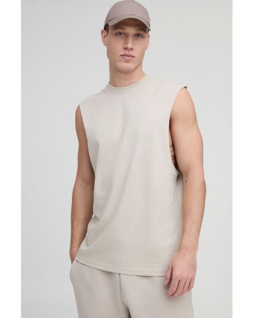 Boohoo White Regular Fit Basic Drop Armhole Tank