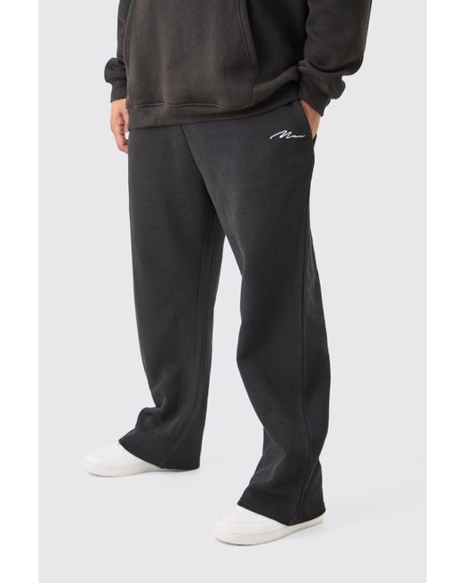 BoohooMAN Plus Signature Relaxed Fit Jogger In Black for men