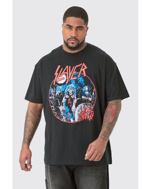 BoohooMAN Gray Plus Slayer License Print T-shirt for men
