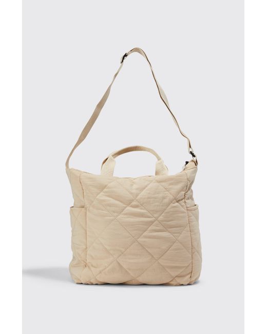 Boohoo Natural Quilted Tote Bag