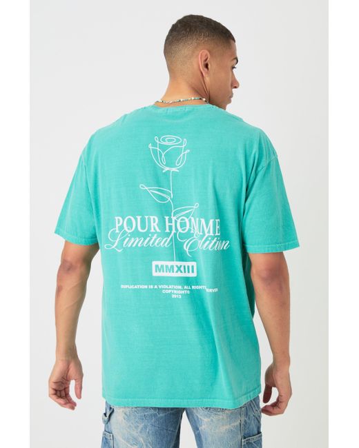 BoohooMAN Blue Oversized Stencil Floral T-shirt for men