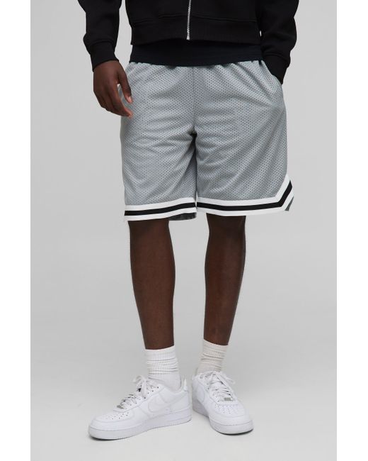 BoohooMAN Mittellange Mesh Basketball-Shorts in Gray für Herren