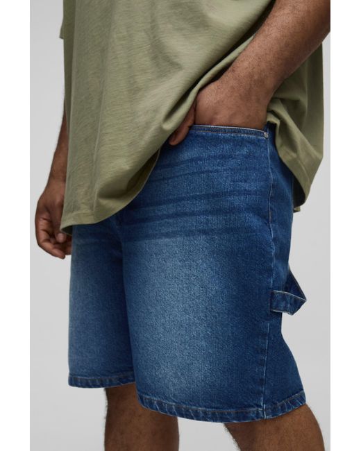 Pantalón Corto Plus Vaquero Estilo Carpintero Boohoo de color Blue