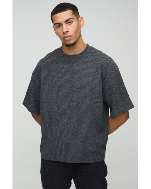 BoohooMAN Kastiges strukturiertes Oversize T-Shirt in Gray für Herren