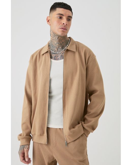 BoohooMAN Natural Tall Oversized Heavyweight Ribbed Jacket for men