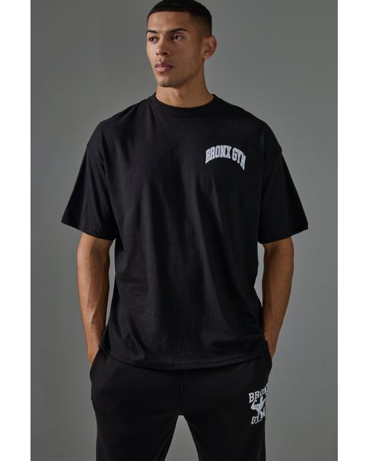 BoohooMAN Black Active Bronx Gym Oversized T-Shirt for men