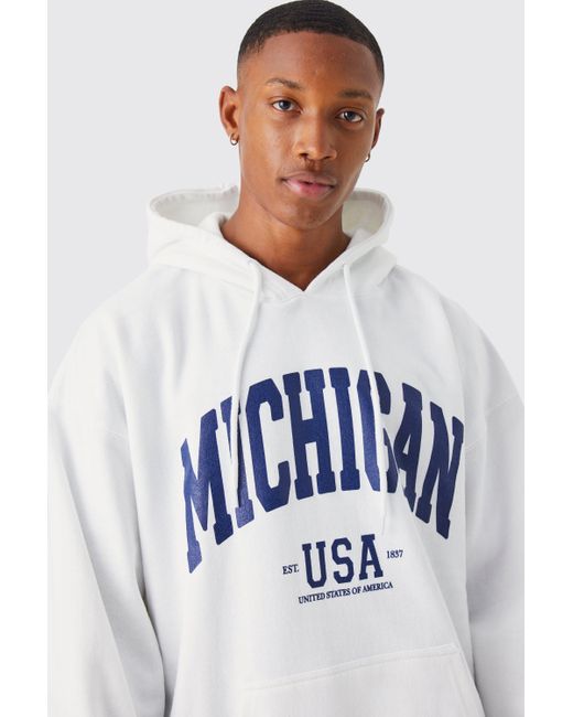 Mens white shop graphic hoodie