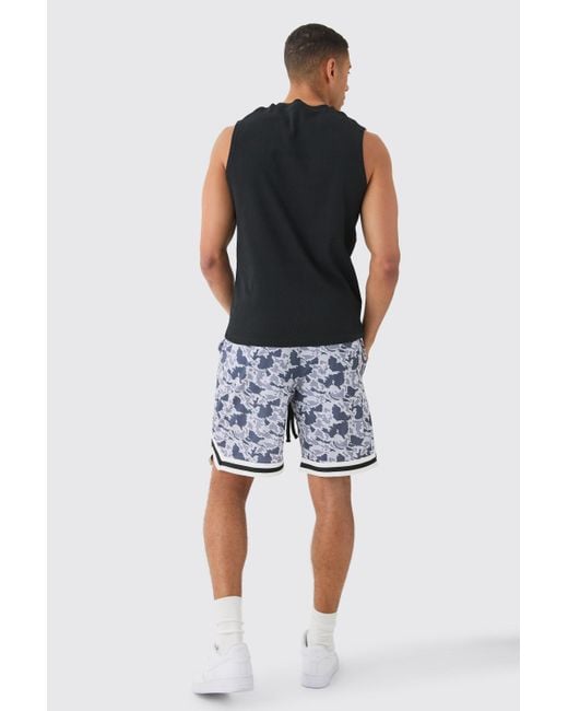 BoohooMAN Black Ofcl Dept Printed Ribbed Tank for men