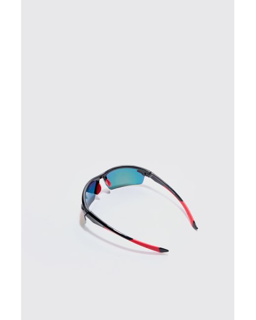BoohooMAN Rimless Racer Sunglasses In Red in White für Herren