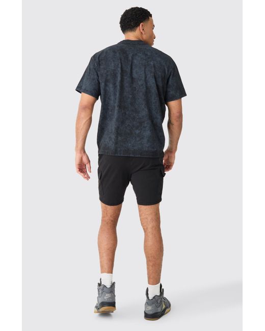 Skinny Fit Cargo Shorts In Black Boohoo