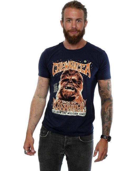 BoohooMAN Blue Star Wars Chewbacca Rock Poster T-shirt for men