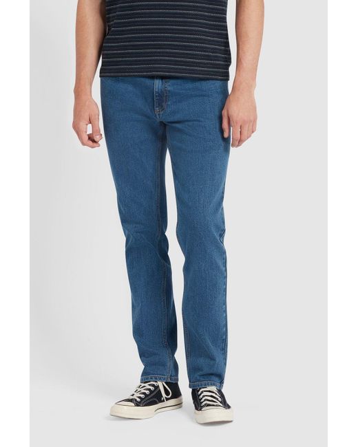 BoohooMAN Blue Elm Straight Fit Denim Jean Worn Indigo for men