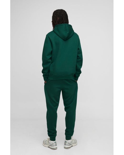 Boohoo Green Basic Bm Signature Regular Fit Over The Head Hoodie