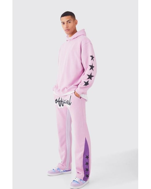 Boohoo Pink Official Oversized Star Gusset Tracksuit