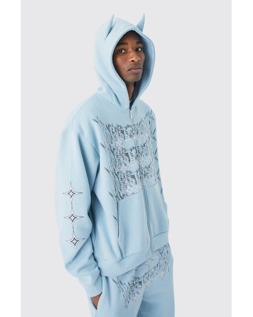 Oversized Boxy Zip Through Scuba Hoodie