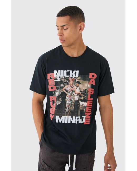 BoohooMAN Black Oversized Nicki Minaj License T-shirt for men