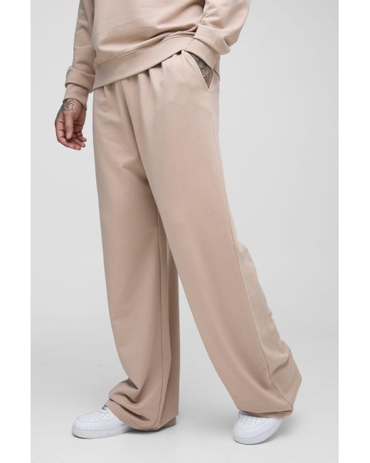 BoohooMAN Tall Basic Jogginghose mit breiter Passform in Natural für Herren