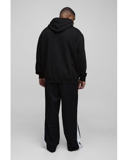 BoohooMAN Black Plus Drawcord Waist Relaxed Fit Trousers for men