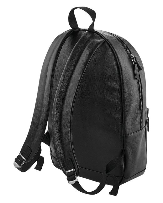 BoohooMAN Black Bagbase Faux Leather Backpack for men
