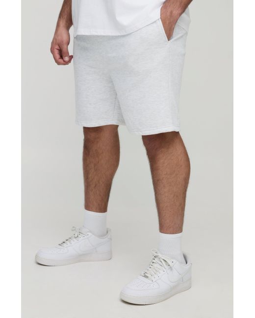 BoohooMAN Plus lockere mittellange Basic Shorts in White für Herren