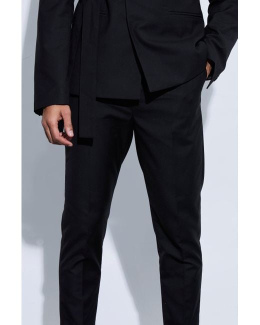 BoohooMAN Black Tapered Fit Suit Pants for men