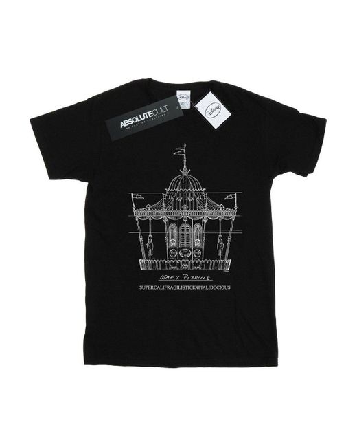 BoohooMAN Black Disney Mary Poppins Carousel Sketch T-shirt for men