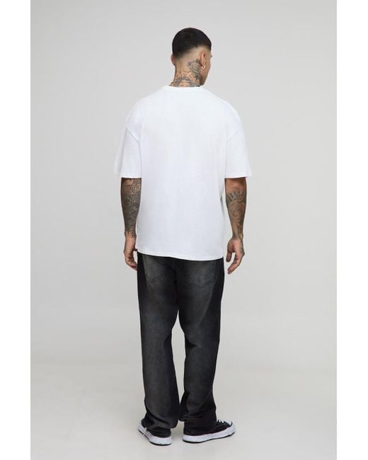 BoohooMAN White Tall Official Lips Print Oversized T-Shirt for men