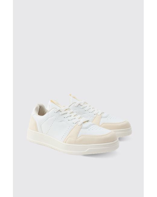 BoohooMAN White Suede Panel Chunky Sneakers for men