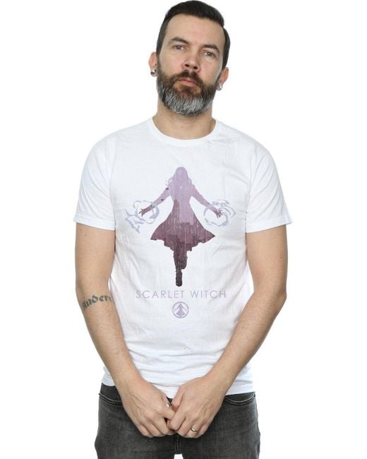BoohooMAN White Marvel Scarlet Witch Silhouette T-shirt for men