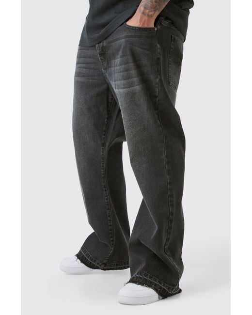 Vaqueros Plus De Campana Sin Tratar BoohooMAN de hombre de color Black