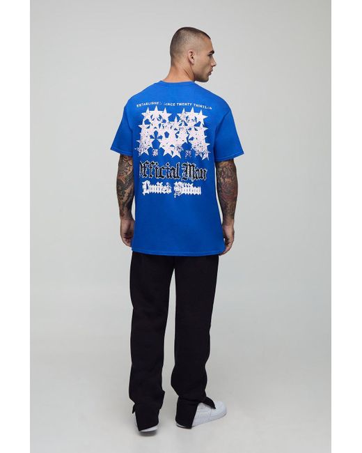 BoohooMAN Blue Cobalt Oversized Official Star Printed T-Shirt for men