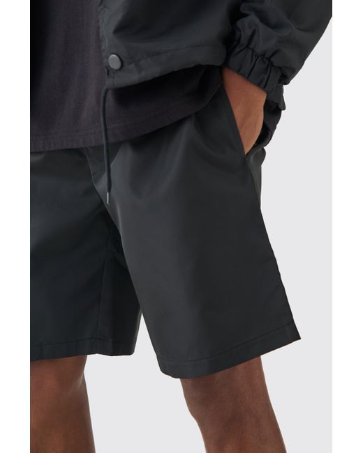 BoohooMAN Black Elastic Waist Comfort Nylon Shorts for men