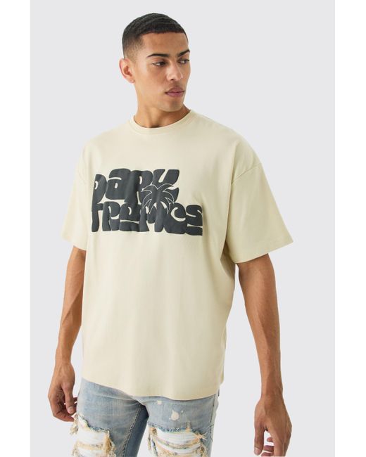 BoohooMAN Multicolor Oversized Interlock Dark Tropics T-shirt for men