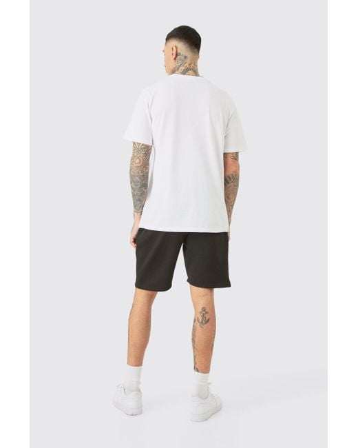 BoohooMAN White Tall Pour Graphic T-shirt & Short Set for men