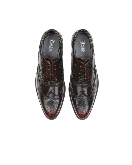 BoohooMAN Red Amen Shoes Kilkenny Leather Star Brogue Shoe for men