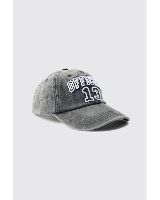 BoohooMAN Official Embroidered Washed Cap in Gray für Herren