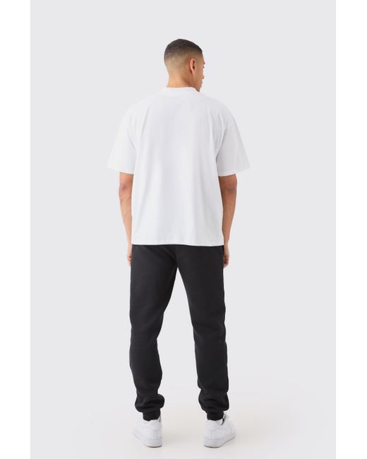 BoohooMAN White Dash Oversized Basic Extended Neck T-shirt for men