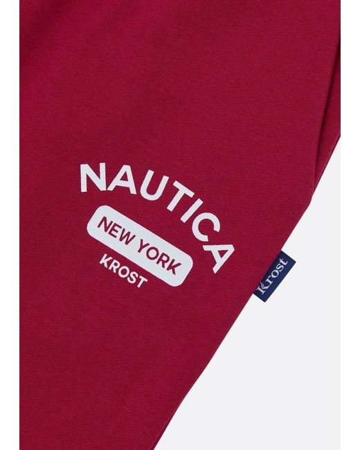 BoohooMAN Red Nautica Krost X Nautica Logo Sweat Pants for men