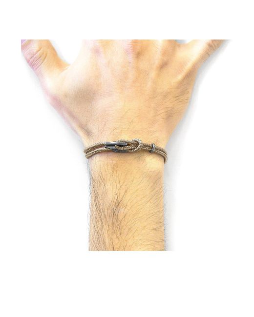 BoohooMAN Brown Anchor & Crew Padstow Silver And Rope Bracelet for men