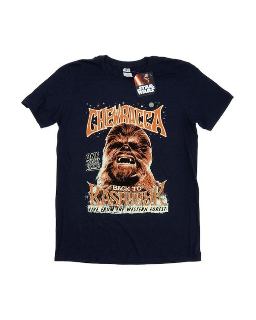 BoohooMAN Blue Star Wars Chewbacca Rock Poster T-shirt for men