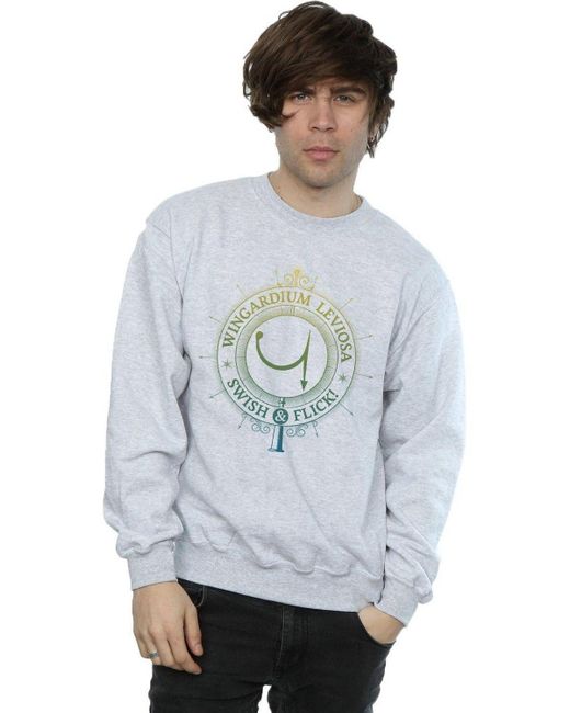 BoohooMAN Gray Harry Potter Wingardium Leviosa Charm Sweatshirt for men