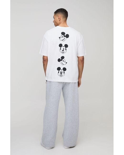 BoohooMAN White Oversized Extended Neck Disney Mickey Mouse License T-shirt for men