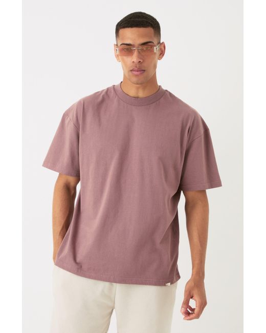 BoohooMAN Purple Oversized Extended Neck Heavy T-shirt for men