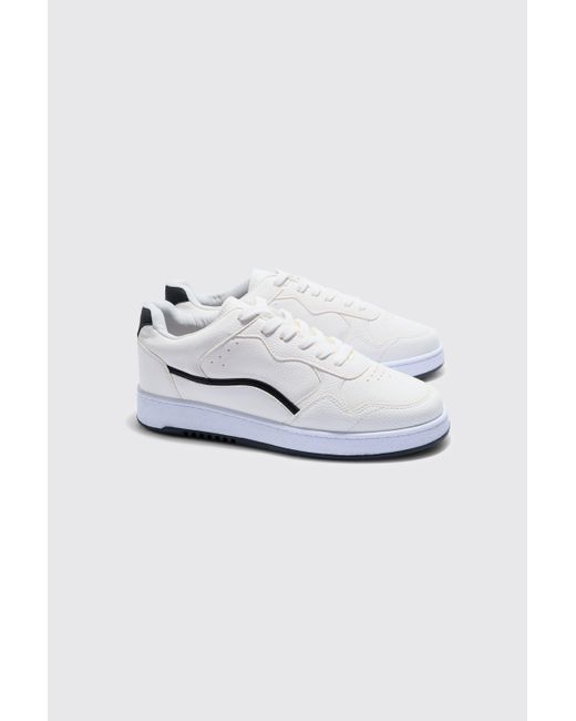 Boohoo Chunky Sole Detail Panel Sneakers In White