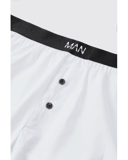 BoohooMAN White Original Man Woven Boxer Shorts for men